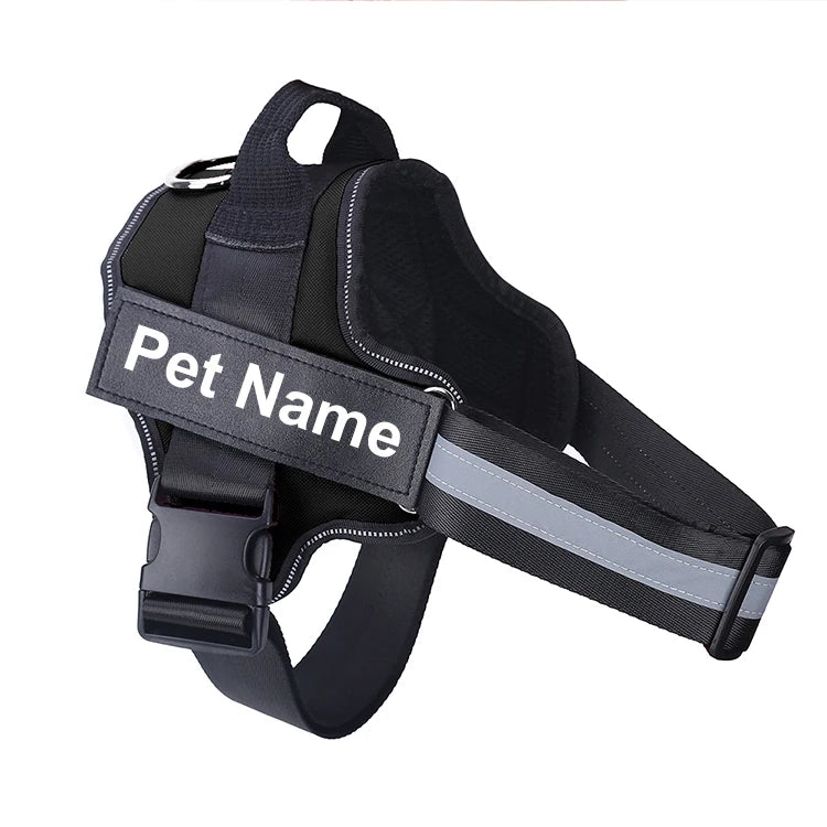 No-Pull Reflective Dog Harness – Adjustable Breathable Pet Vest with Custom ID Patch for Outdoor Walking