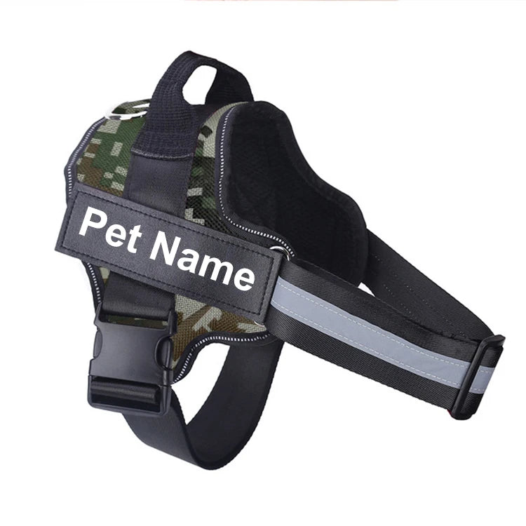 No-Pull Reflective Dog Harness – Adjustable Breathable Pet Vest with Custom ID Patch for Outdoor Walking