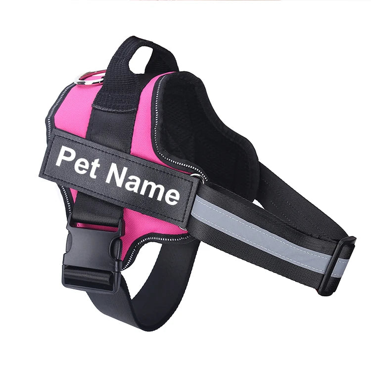No-Pull Reflective Dog Harness – Adjustable Breathable Pet Vest with Custom ID Patch for Outdoor Walking