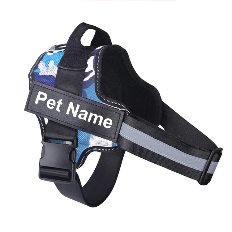 No-Pull Reflective Dog Harness – Adjustable Breathable Pet Vest with Custom ID Patch for Outdoor Walking