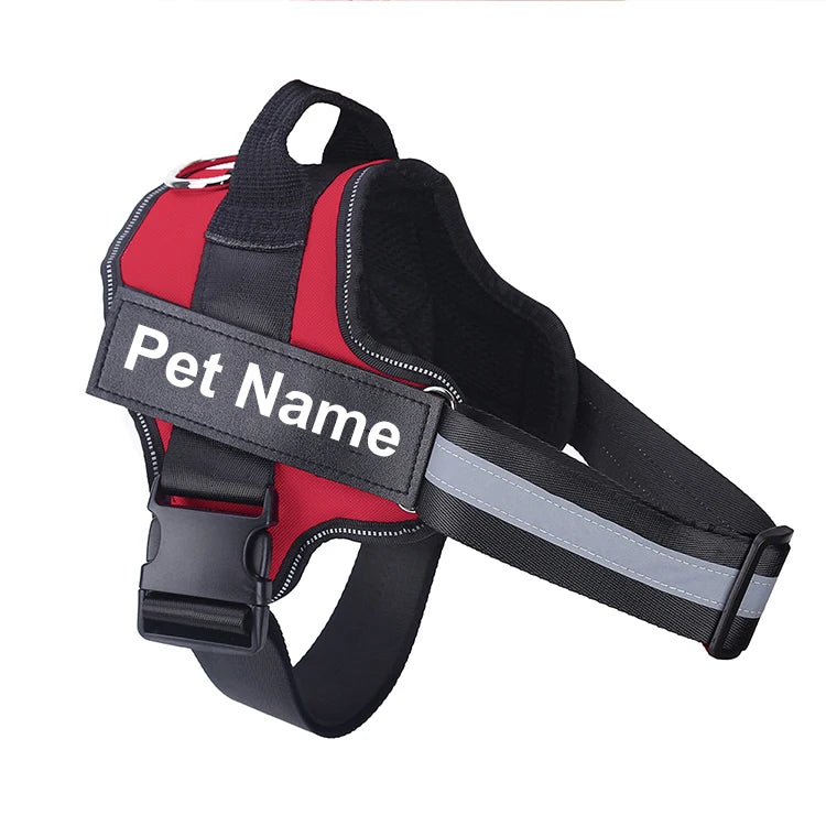 No-Pull Reflective Dog Harness – Adjustable Breathable Pet Vest with Custom ID Patch for Outdoor Walking