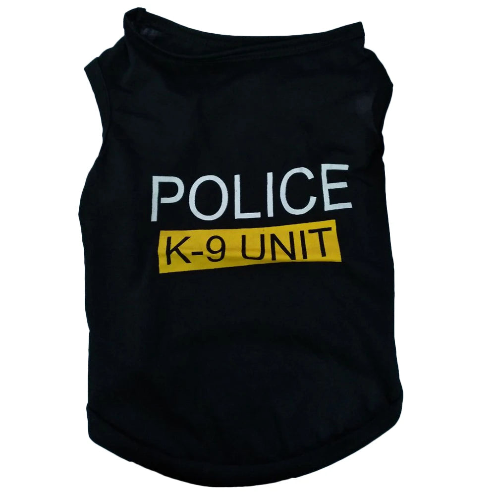 Police Dog Vest – Soft & Breathable Pet T-Shirt Jacket for Puppies and Small Dogs, Stylish Casual Polyester Outfit