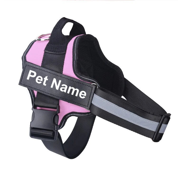 No-Pull Reflective Dog Harness – Adjustable Breathable Pet Vest with Custom ID Patch for Outdoor Walking
