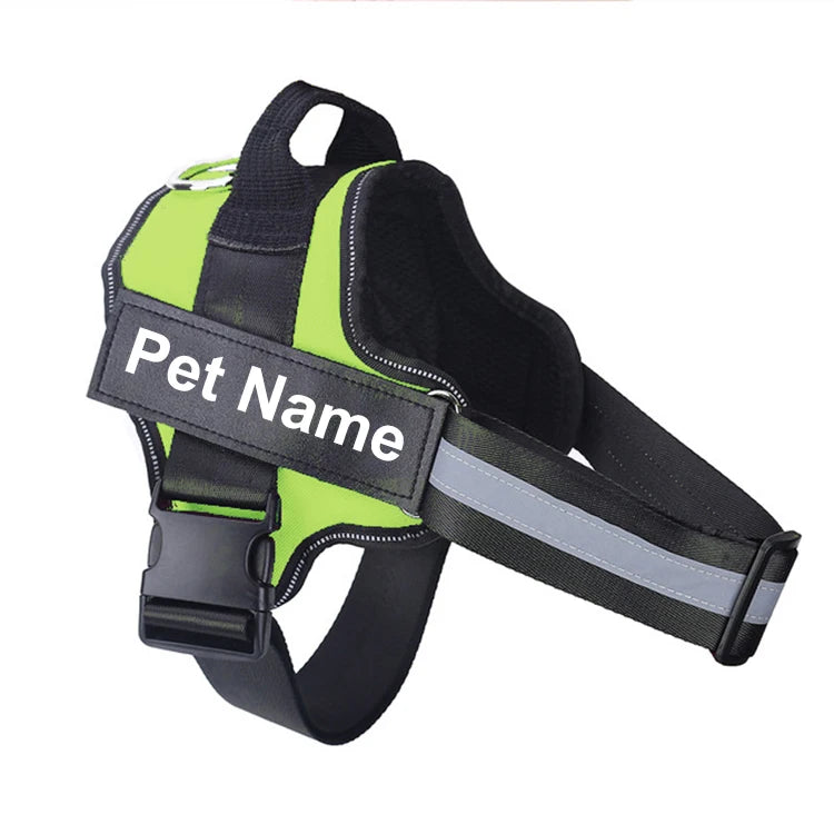 No-Pull Reflective Dog Harness – Adjustable Breathable Pet Vest with Custom ID Patch for Outdoor Walking