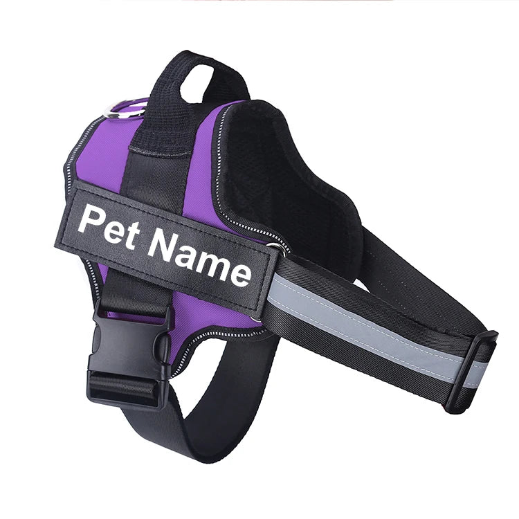 No-Pull Reflective Dog Harness – Adjustable Breathable Pet Vest with Custom ID Patch for Outdoor Walking