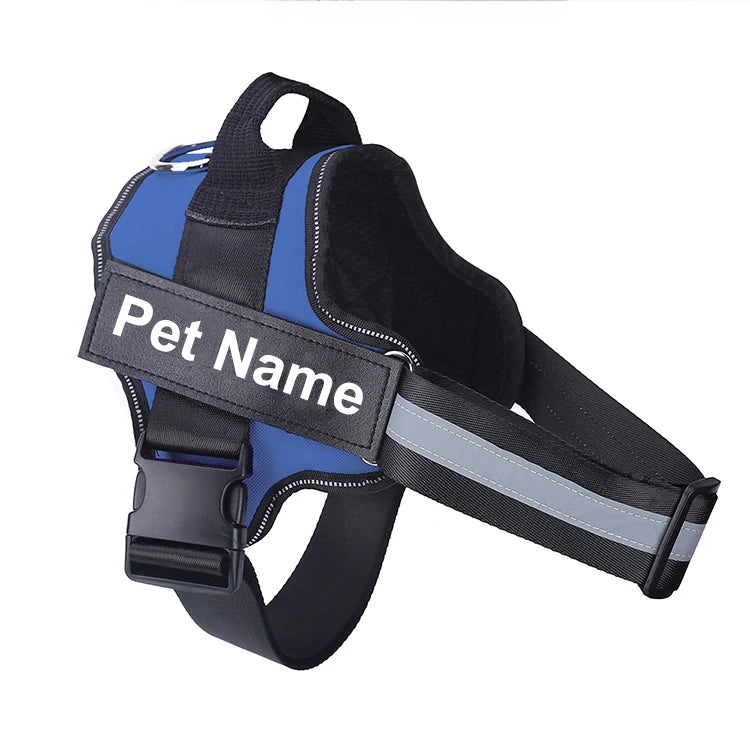 No-Pull Reflective Dog Harness – Adjustable Breathable Pet Vest with Custom ID Patch for Outdoor Walking
