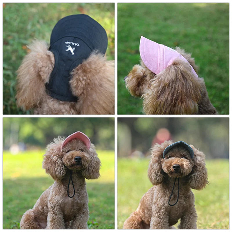 Adjustable Dog Baseball Cap with Ear Holes – Outdoor Sunhat for Small and Medium Dogs