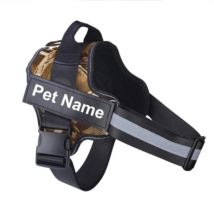 No-Pull Reflective Dog Harness – Adjustable Breathable Pet Vest with Custom ID Patch for Outdoor Walking