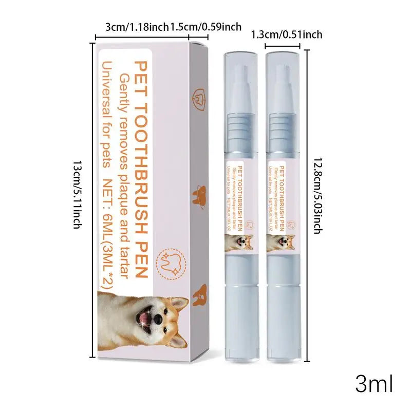 Pet Toothbrush Pen (2pcs) – Natural Plant-Based Dog & Cat Dental Cleaning Pen | Soft Bristles, Tartar & Plaque Remover, Fresh Breath Care