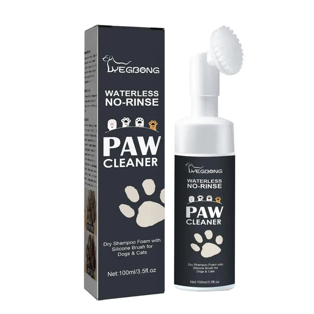 Waterless Pet Paw Cleaning Foam with Silicone Brush – Gentle Dry Shampoo for Dogs and Cats