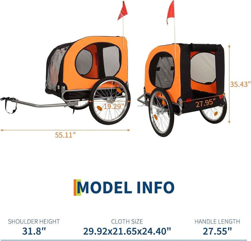 Dog Bike Trailer – 88 lbs Capacity Pet Bicycle Carrier with Foldable Frame, Quick-Release Wheels, and Universal Hitch