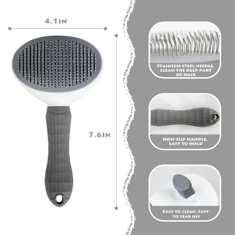 Self-Cleaning Pet Grooming Brush – Dog & Cat Hair Remover Comb | Easy Clean Dematting Tool for Shedding and Tangle-Free Fur