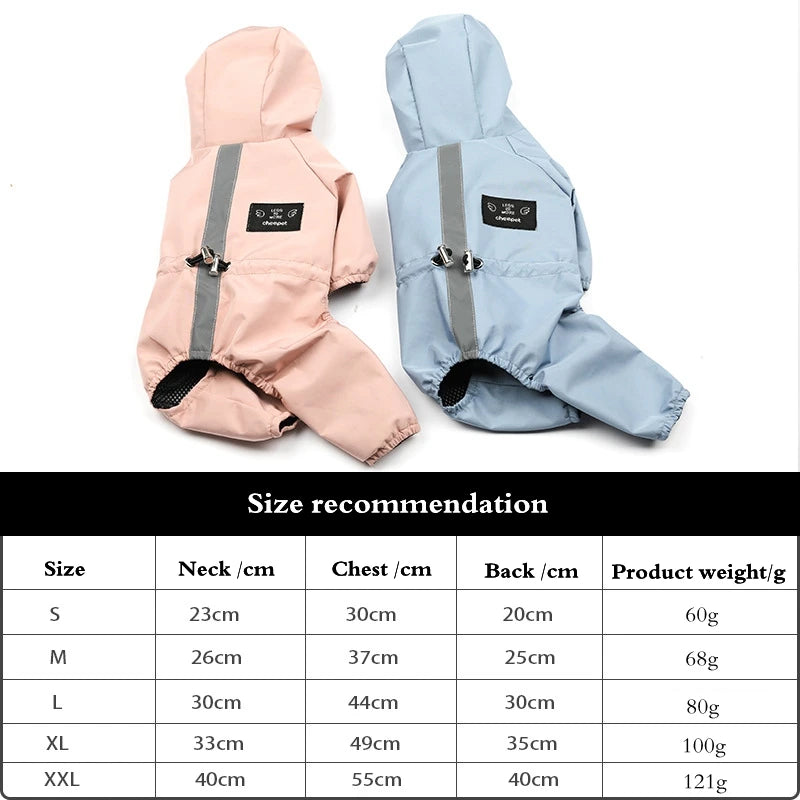 Reflective Waterproof Dog Raincoat – Soft Polyester Jacket for Small to XXL Dogs, Lightweight Impermeable Pet Outfit for Rainy Days