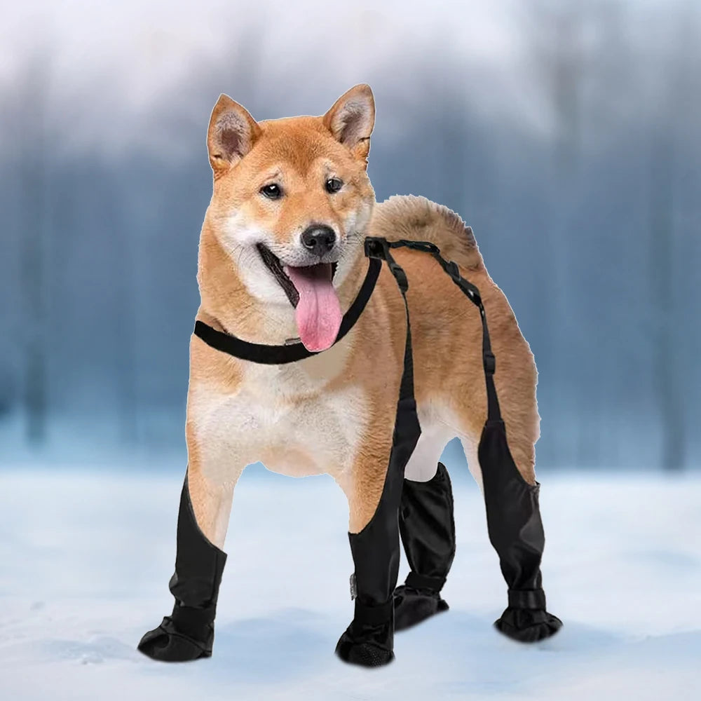 Waterproof Dog Boot Leggings with Suspenders – Snowproof, Anti-Slip Paw Protection Boots for Small, Medium, and Large Dogs