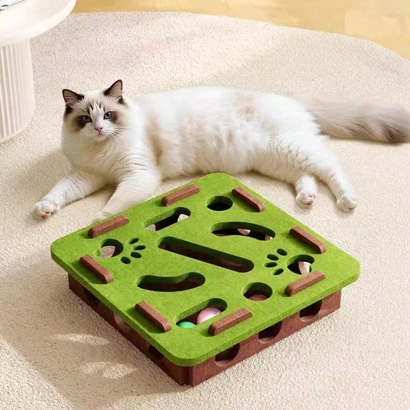 Interactive Cat Puzzle Toy – Felt Maze Box with Bell Ball | Fun and Engaging Play Set for Kittens and Cats
