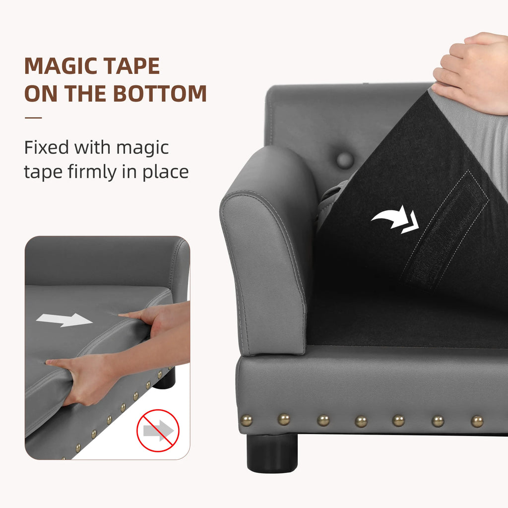 Elevated Dog Sofa Bed – Large Pet Lounge Chair with Removable Cushion and Microfiber Leather Cover