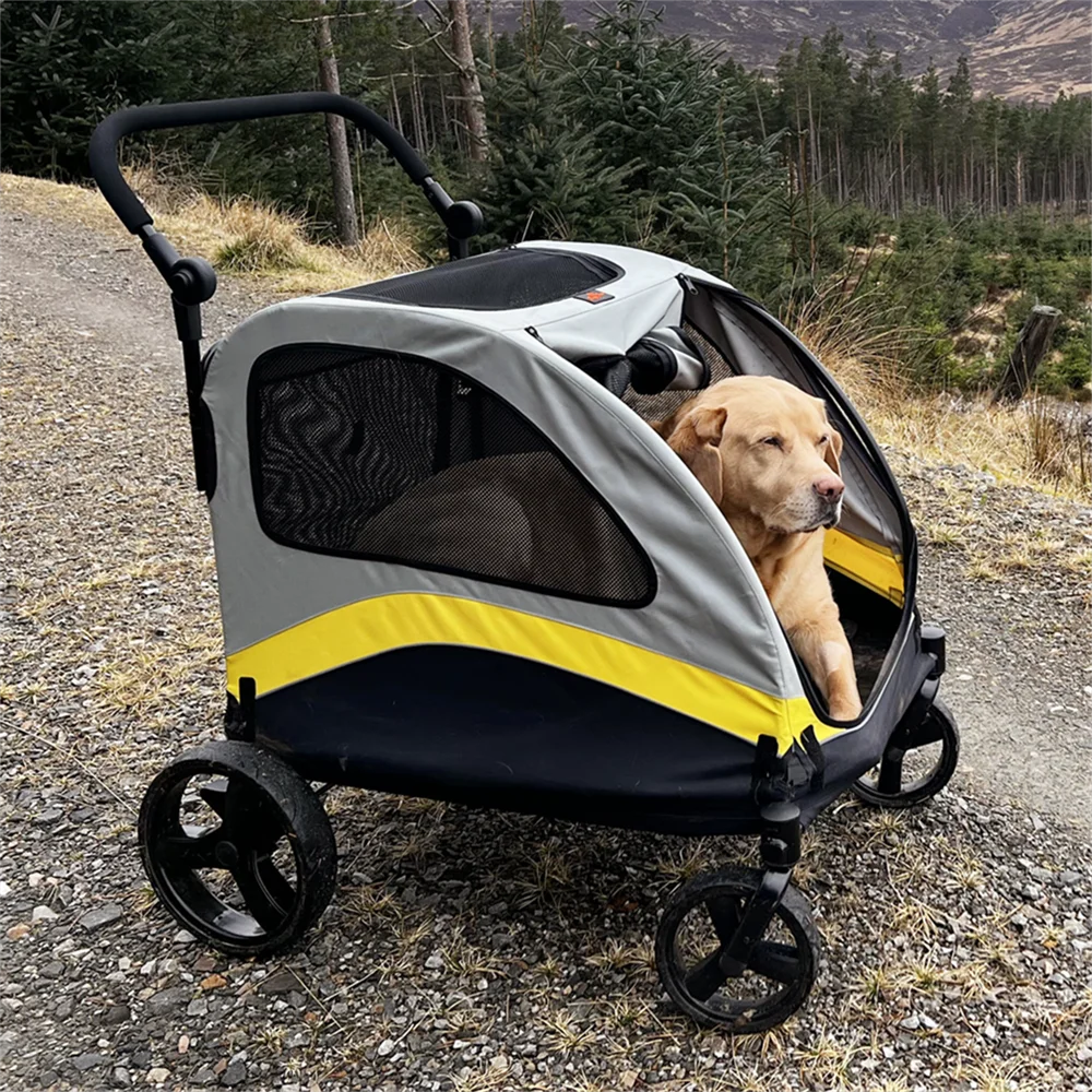 Premium 4-Wheel Dog Stroller | Foldable Pet Pram & Jogger Wagon for Small, Medium & Large Dogs | Travel & Walking Pet Carrier Cart