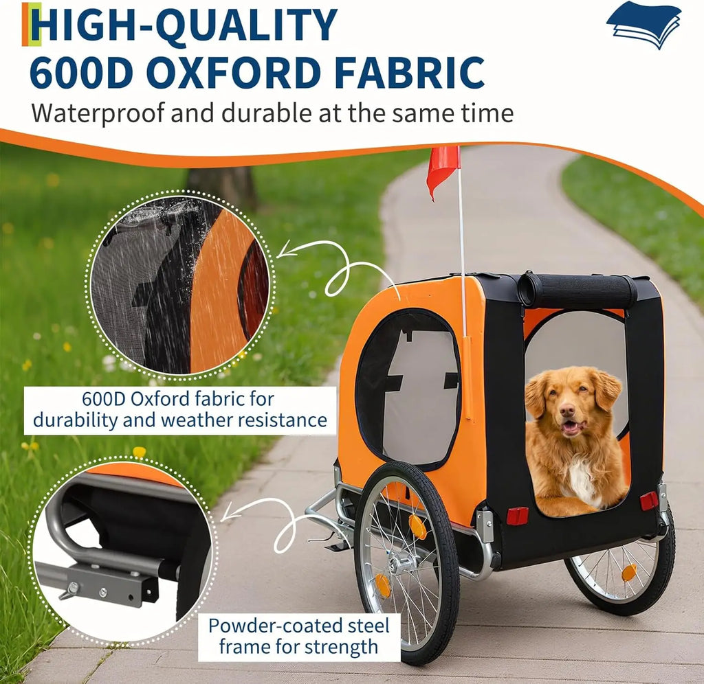 Dog Bike Trailer – 88 lbs Capacity Pet Bicycle Carrier with Foldable Frame, Quick-Release Wheels, and Universal Hitch