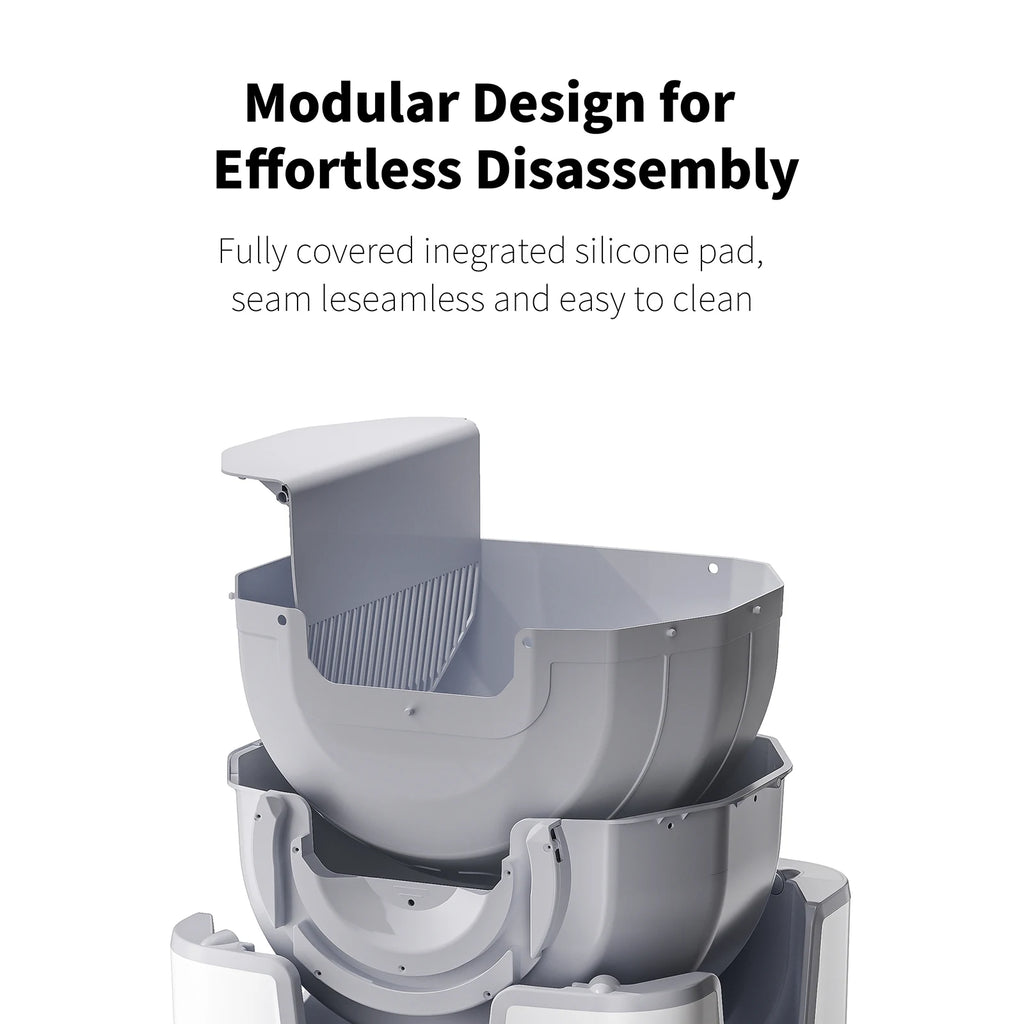 F6 Self-Cleaning Cat Litter Box – Open-Top Automatic Litter Box with Advanced Odor Control, Safety Sensors, and Easy Maintenance Design