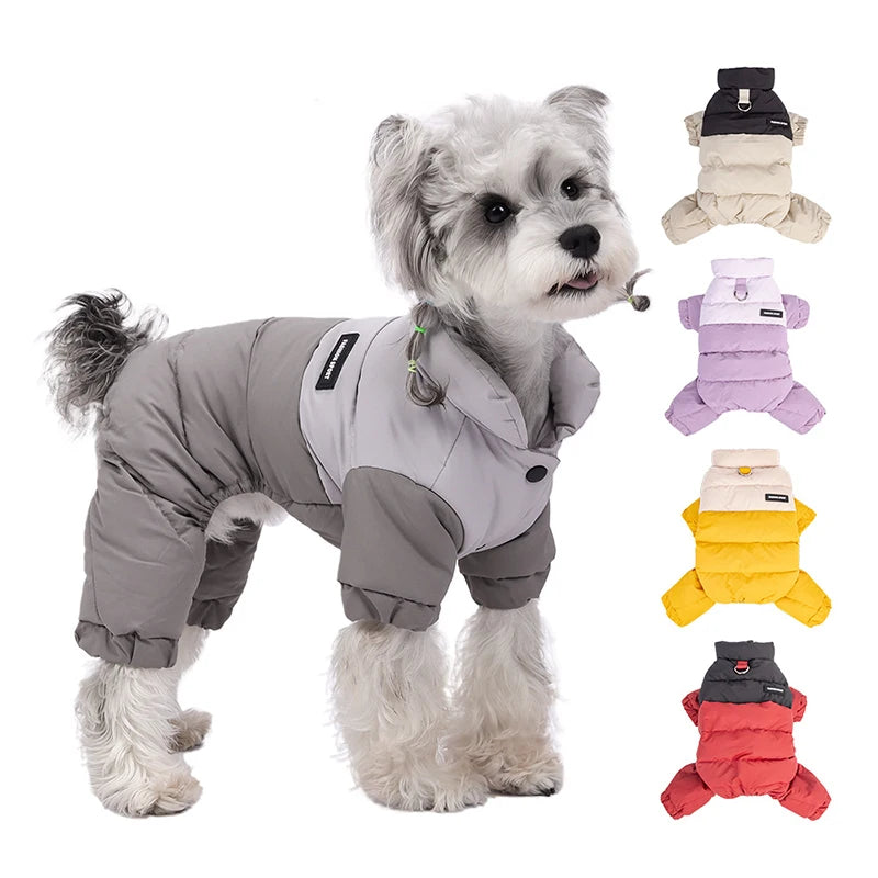 Winter Warm Waterproof Dog Jacket – Four-Leg Jumpsuit for Small and Medium Dogs, Perfect for Chihuahuas and French Bulldogs