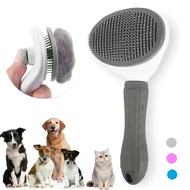 Self-Cleaning Pet Grooming Brush – Dog & Cat Hair Remover Comb | Easy Clean Dematting Tool for Shedding and Tangle-Free Fur
