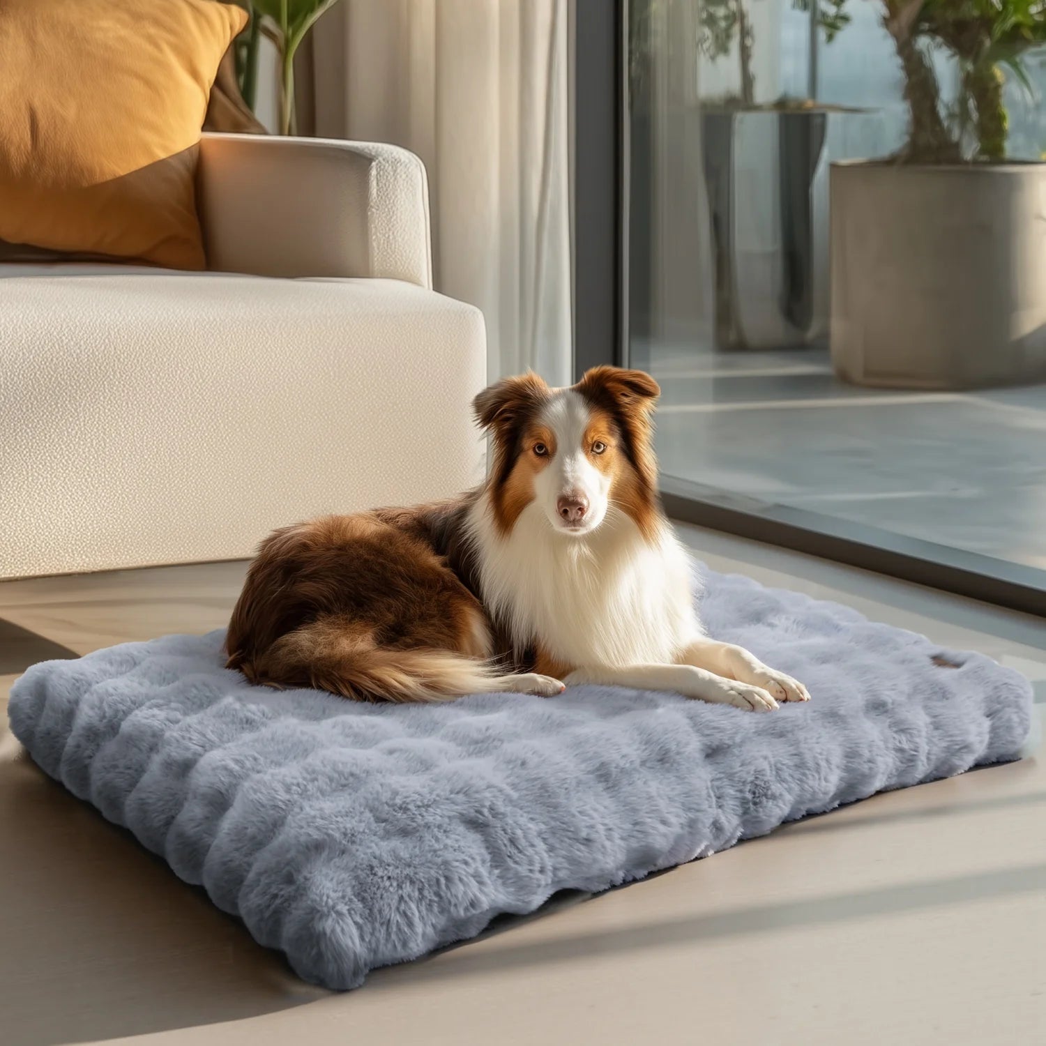 Ultra-Soft Plush Calming Pet Bed – Thick Foam Base Dog and Cat Sleeping Bed | Available in Sizes M–4XL