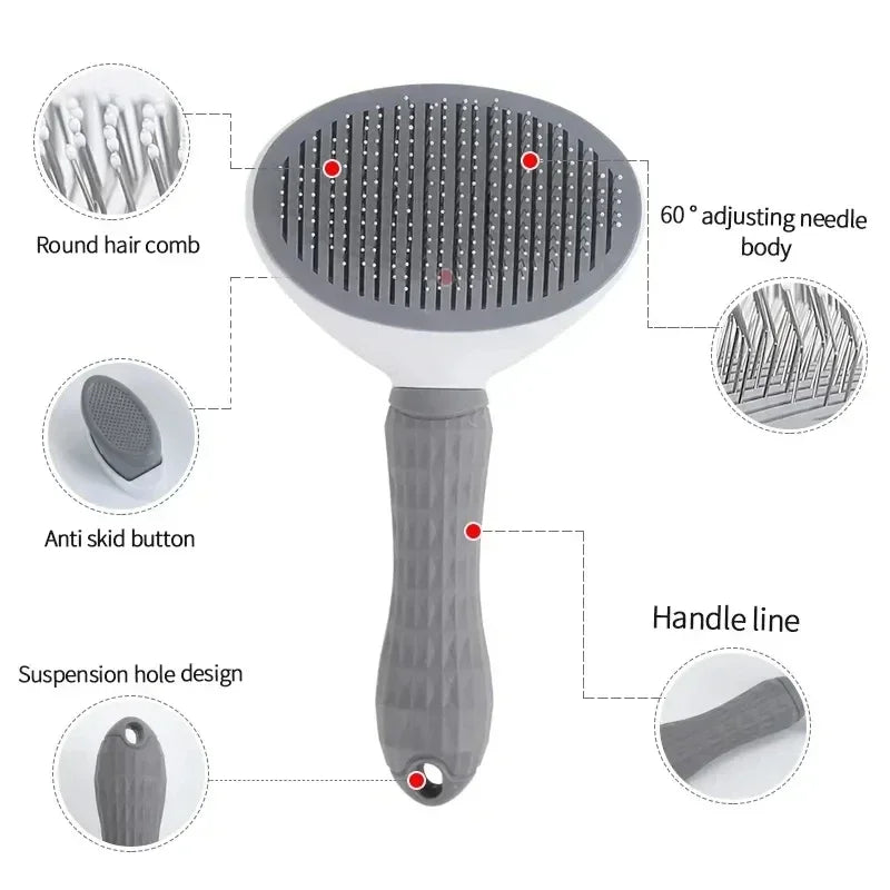 Self-Cleaning Pet Grooming Brush – Dog & Cat Hair Remover Comb | Easy Clean Dematting Tool for Shedding and Tangle-Free Fur