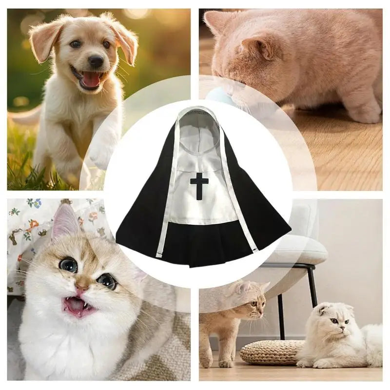 Nun Costume for Dogs & Cats | Funny Pet Halloween Cosplay Outfit | Sister Habit Pet Dress for Small Dogs and Cats