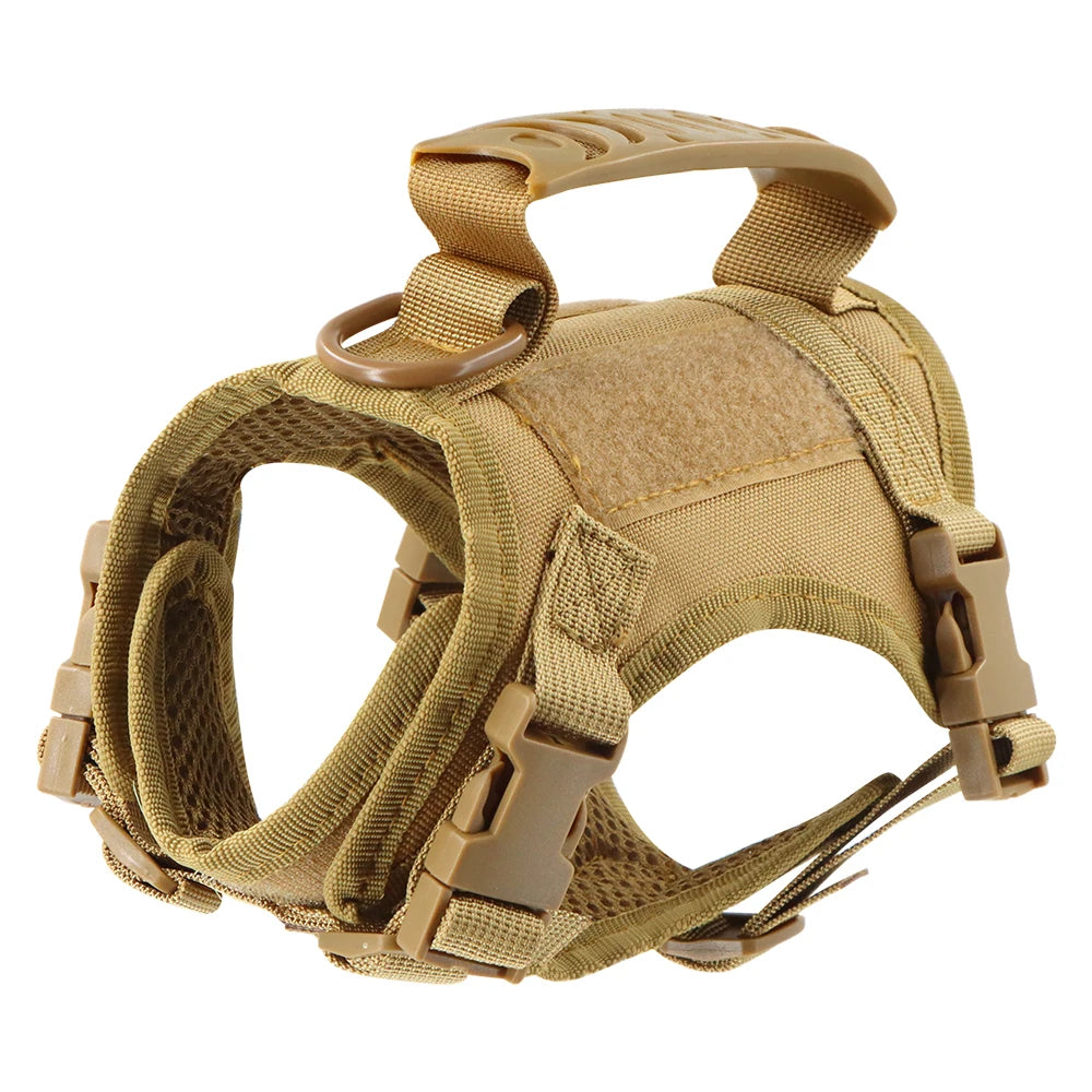 Tactical Cat & Small Dog Harness – Adjustable Military-Style Vest with Control Handle for Walking and Training