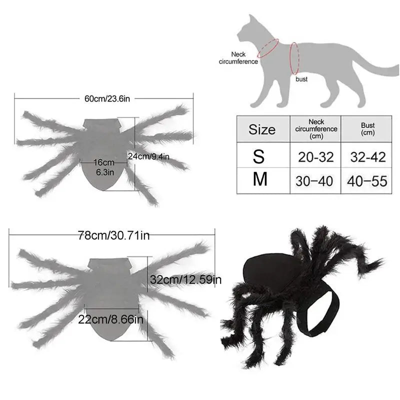 Halloween Pet Spider Costume – Funny Black Spider Outfit for Dogs and Cats, Perfect for Parties, Cosplay, and Holiday Events
