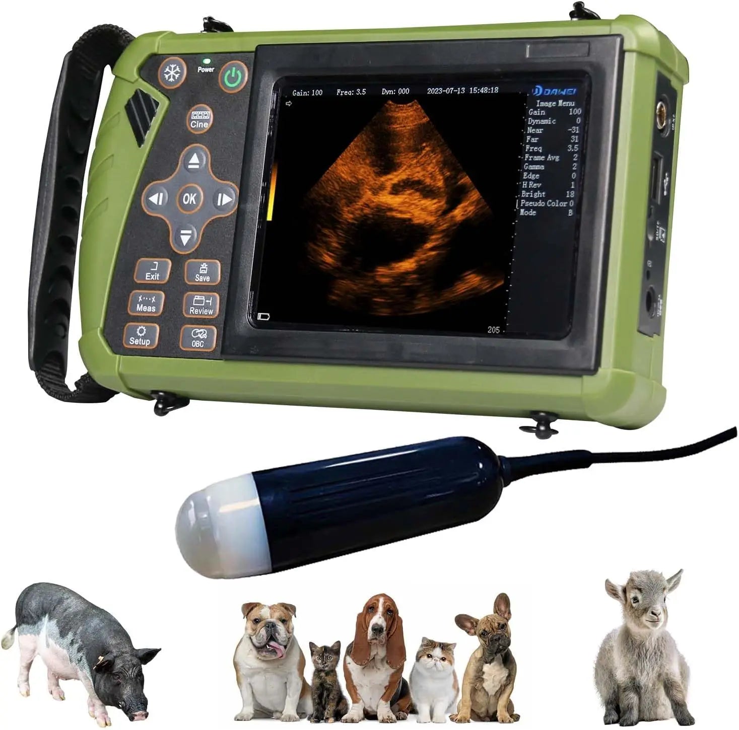 Portable Veterinary Ultrasound Scanner – Handheld Animal Pregnancy Machine with 3.5MHz Waterproof Probe for Dogs, Cats, Sheep, and Pigs