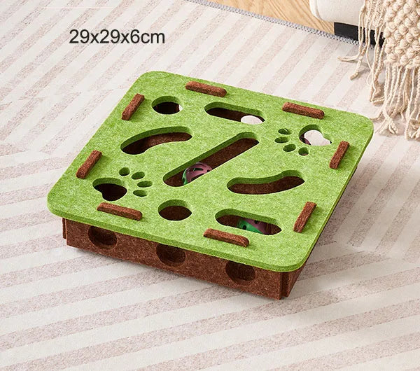 Interactive Cat Puzzle Toy – Felt Maze Box with Bell Ball | Fun and Engaging Play Set for Kittens and Cats