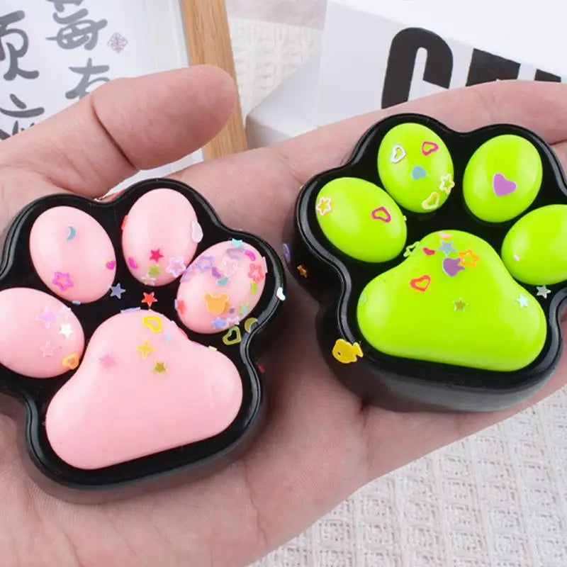 Squishy Cat Paw Fidget Toy | Anti-Stress Slow Rebound Decompression Toy | Cute Bling Squeeze Gift for Kids & Adults