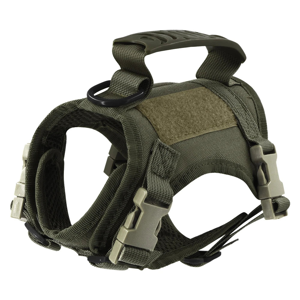 Tactical Cat & Small Dog Harness – Adjustable Military-Style Vest with Control Handle for Walking and Training