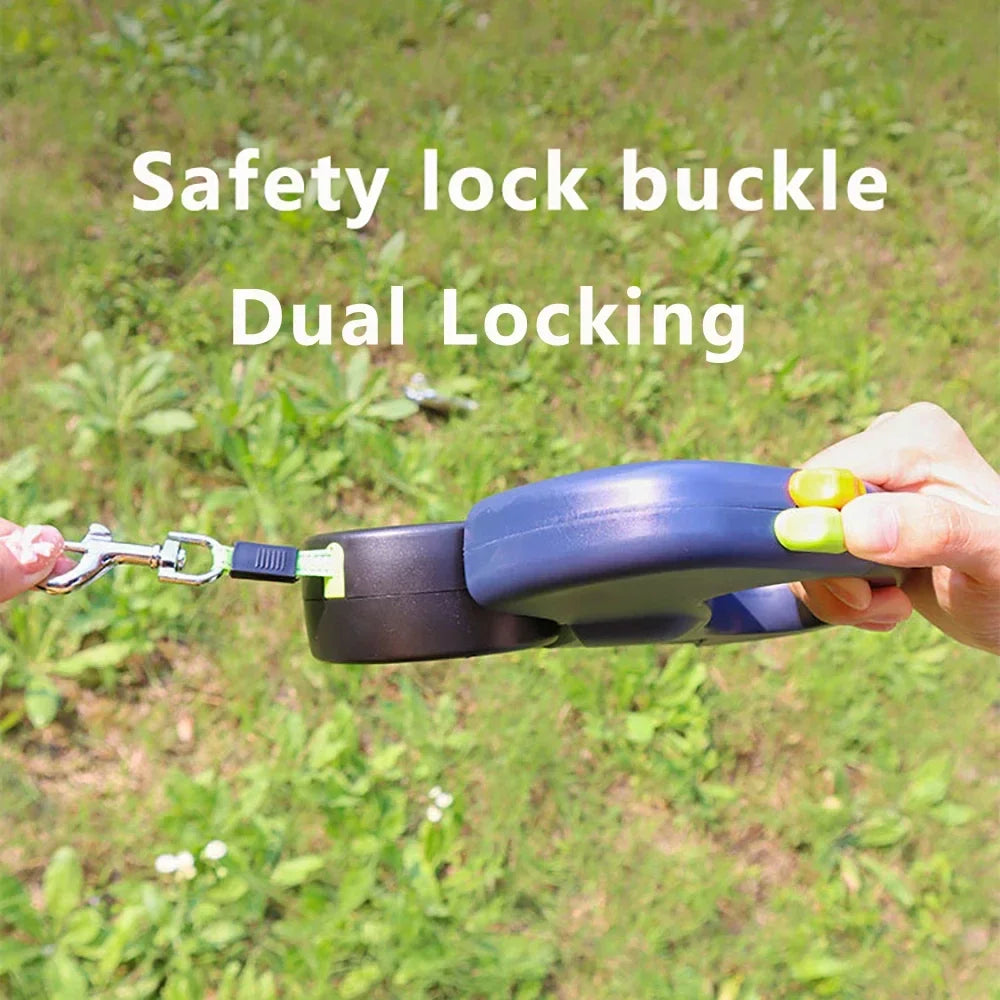 Retractable Dual Dog Leash with LED Light | 360° Swivel No-Tangle Design | Independent Brake System & 3M Reflective Leads for Two Dogs