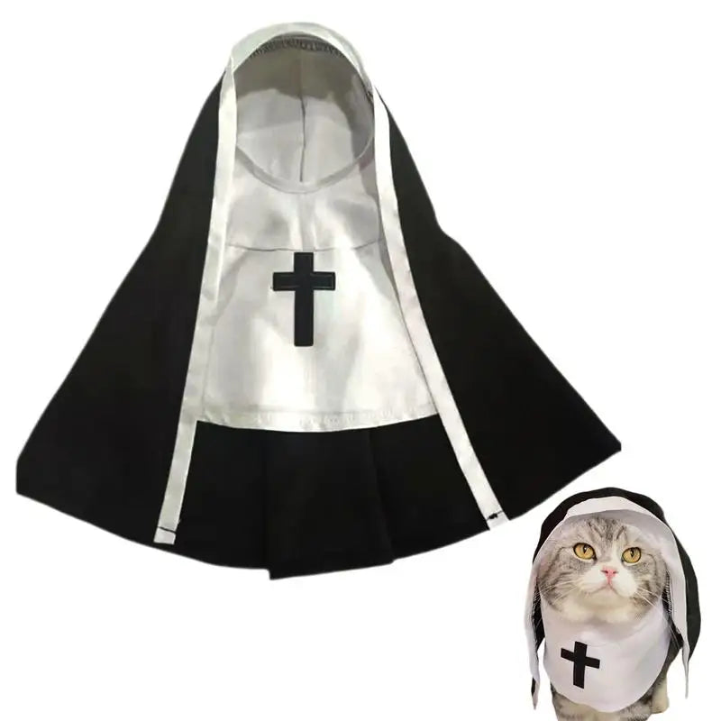 Nun Costume for Dogs & Cats | Funny Pet Halloween Cosplay Outfit | Sister Habit Pet Dress for Small Dogs and Cats