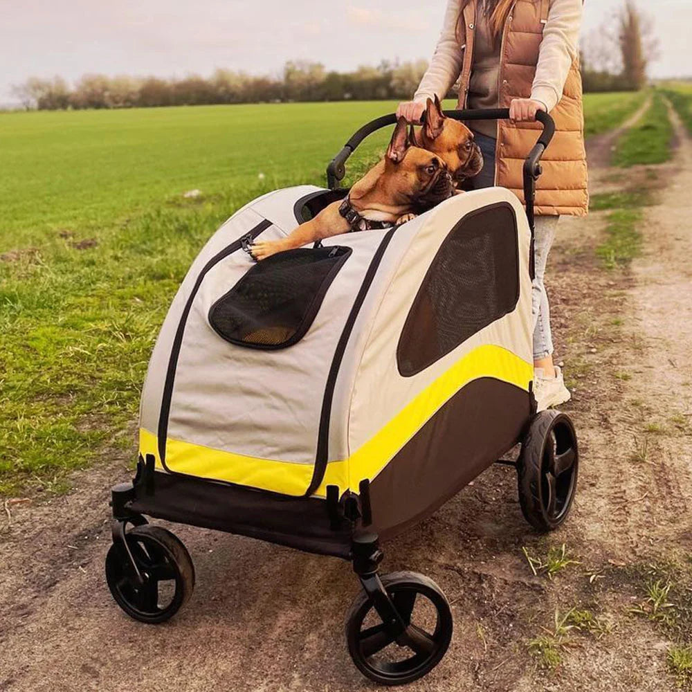 Premium 4-Wheel Dog Stroller | Foldable Pet Pram & Jogger Wagon for Small, Medium & Large Dogs | Travel & Walking Pet Carrier Cart