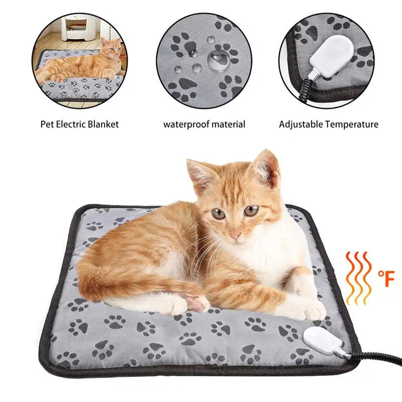 3-Speed Adjustable Pet Heating Pad – Electric Heated Mat for Dogs and Cats with Power-Off Protection and Waterproof, Bite-Resistant Design
