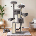 65-Inch Multi-Level Large Cat Tree Tower | Cozy Plush Cat Condo with Baskets, Perches & Sisal Scratching Posts by Allewie