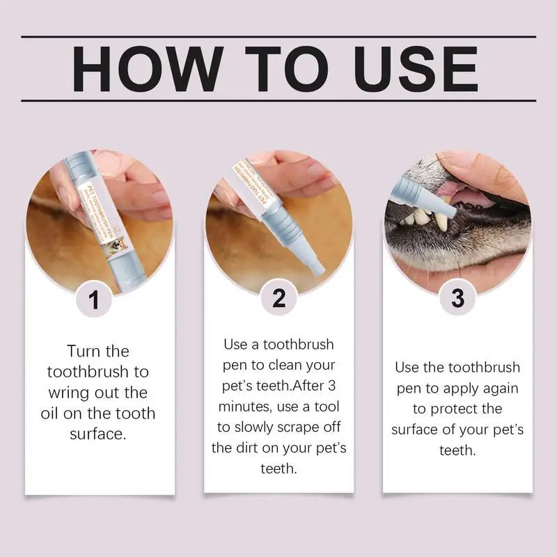 Pet Toothbrush Pen (2pcs) – Natural Plant-Based Dog & Cat Dental Cleaning Pen | Soft Bristles, Tartar & Plaque Remover, Fresh Breath Care