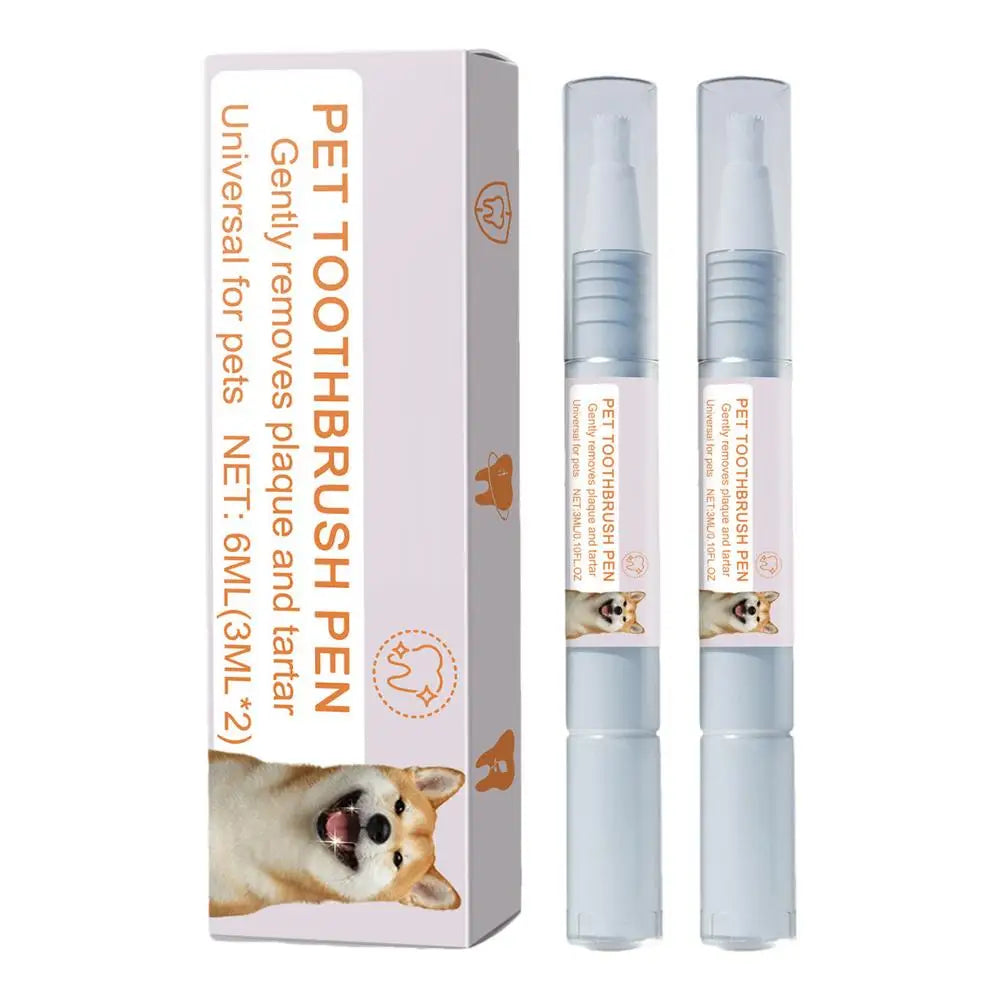 Pet Toothbrush Pen (2pcs) – Natural Plant-Based Dog & Cat Dental Cleaning Pen | Soft Bristles, Tartar & Plaque Remover, Fresh Breath Care