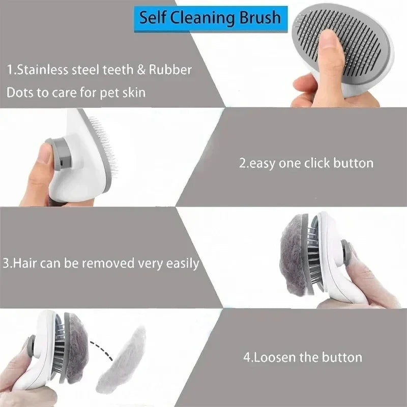 Self-Cleaning Pet Grooming Brush – Dog & Cat Hair Remover Comb | Easy Clean Dematting Tool for Shedding and Tangle-Free Fur