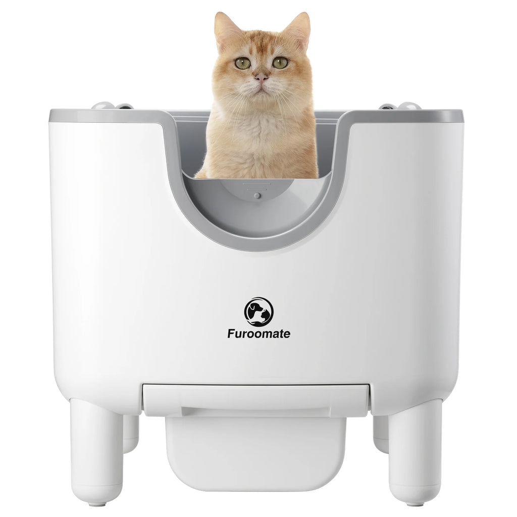 F6 Self-Cleaning Cat Litter Box – Open-Top Automatic Litter Box with Advanced Odor Control, Safety Sensors, and Easy Maintenance Design