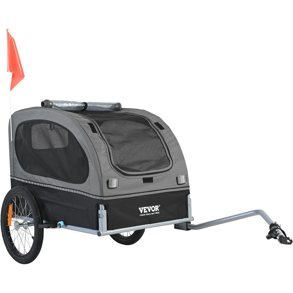 Heavy-Duty Dog Bike Trailer – 88 lbs Pet Bicycle Carrier with Wheels, Safety Flag, Reflectors & Foldable Steel Frame for Easy Storage