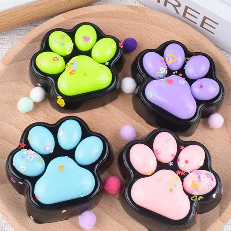 Squishy Cat Paw Fidget Toy | Anti-Stress Slow Rebound Decompression Toy | Cute Bling Squeeze Gift for Kids & Adults
