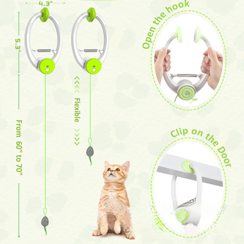 Automatic Retractable Door Hanging Cat Toy – Interactive Mouse Toy for Indoor Cats, Stress Relief Plaything for Exercise and Entertainment