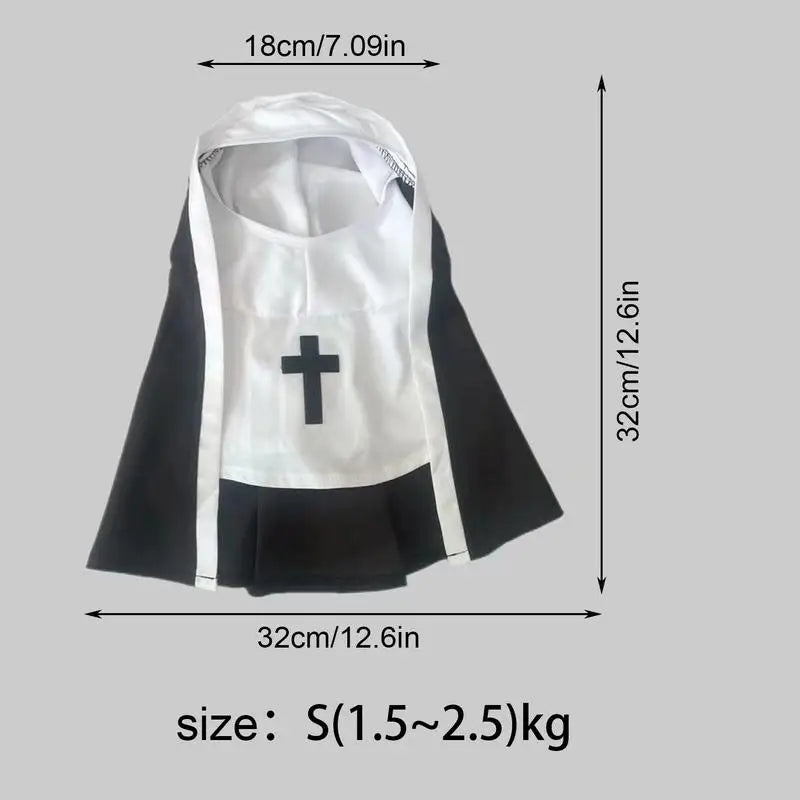 Nun Costume for Dogs & Cats | Funny Pet Halloween Cosplay Outfit | Sister Habit Pet Dress for Small Dogs and Cats