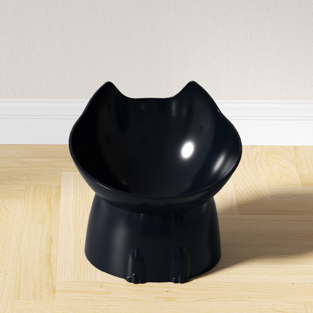 WhiskerWare Elevated Cat Bowl – Anti-Tip Raised Feeding Dish with Tilted Edge for Neck Protection and Comfortable Mealtime