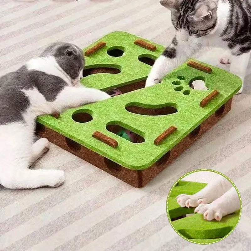 Interactive Cat Puzzle Toy – Felt Maze Box with Bell Ball | Fun and Engaging Play Set for Kittens and Cats