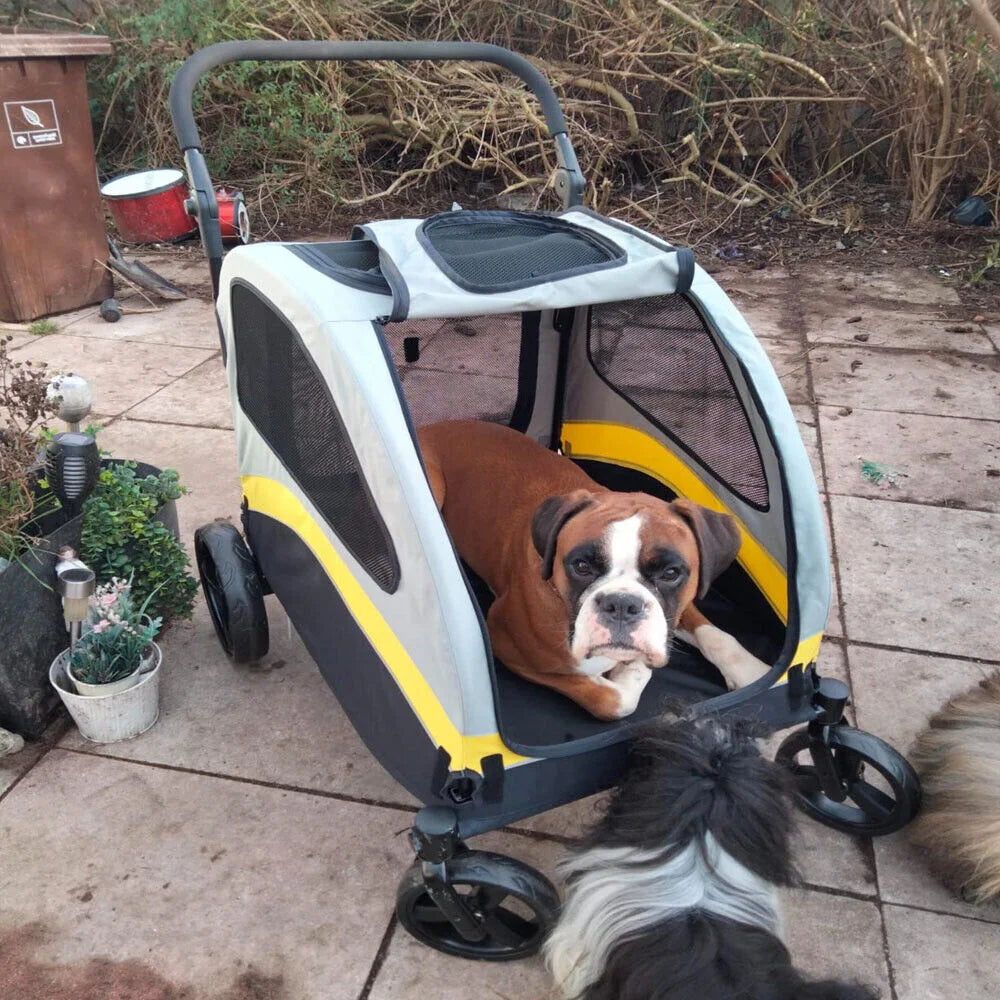 Premium 4-Wheel Dog Stroller | Foldable Pet Pram & Jogger Wagon for Small, Medium & Large Dogs | Travel & Walking Pet Carrier Cart